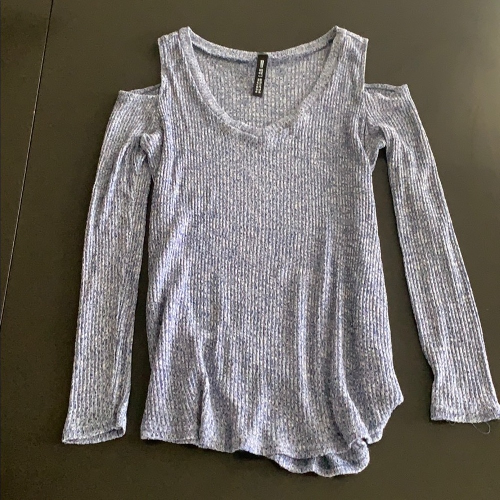 Design Lab Blue Cutout Shoulder Sweater